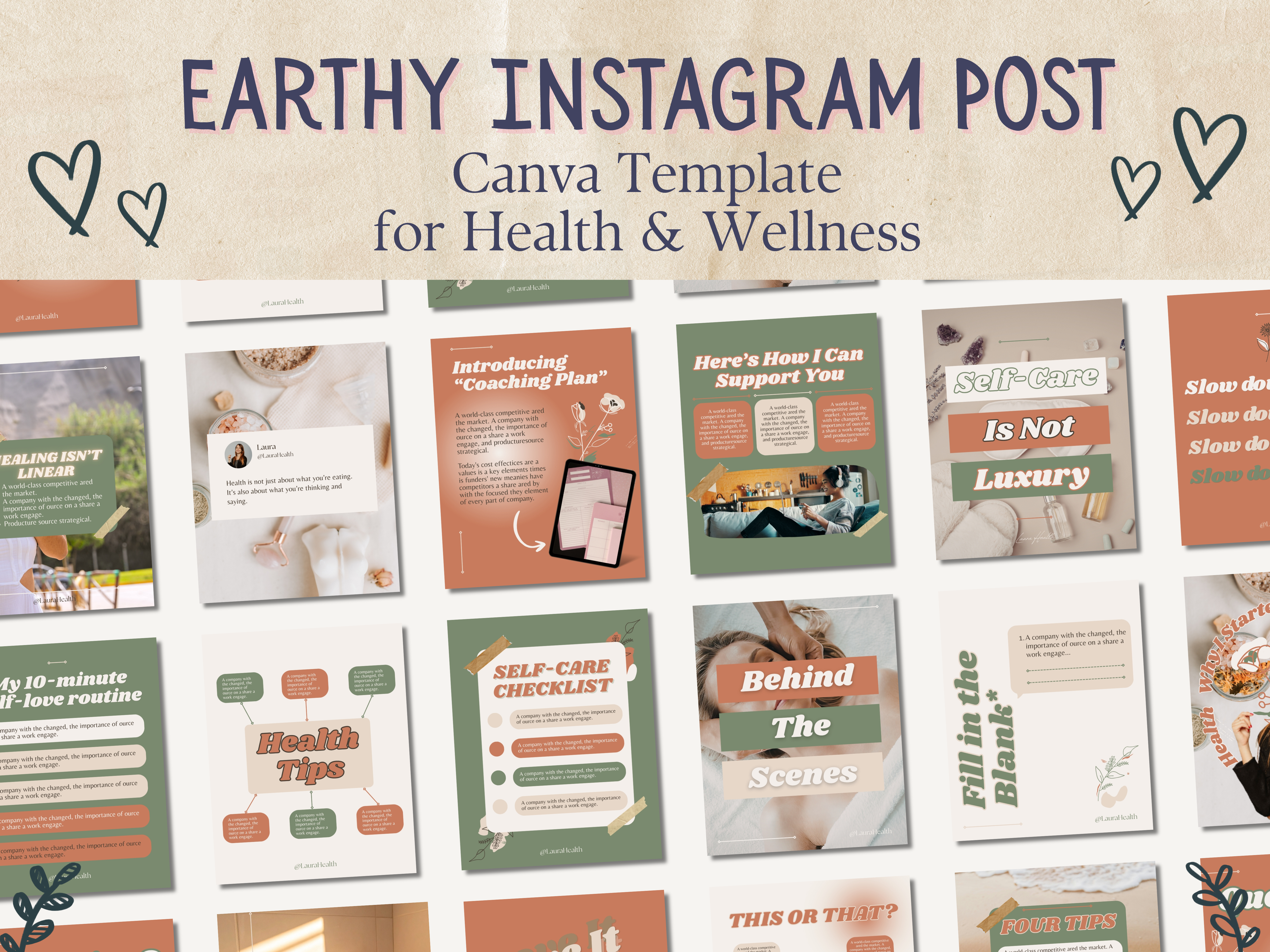Earthy Instagram Post Canva Templates for Health & Wellness Businesses