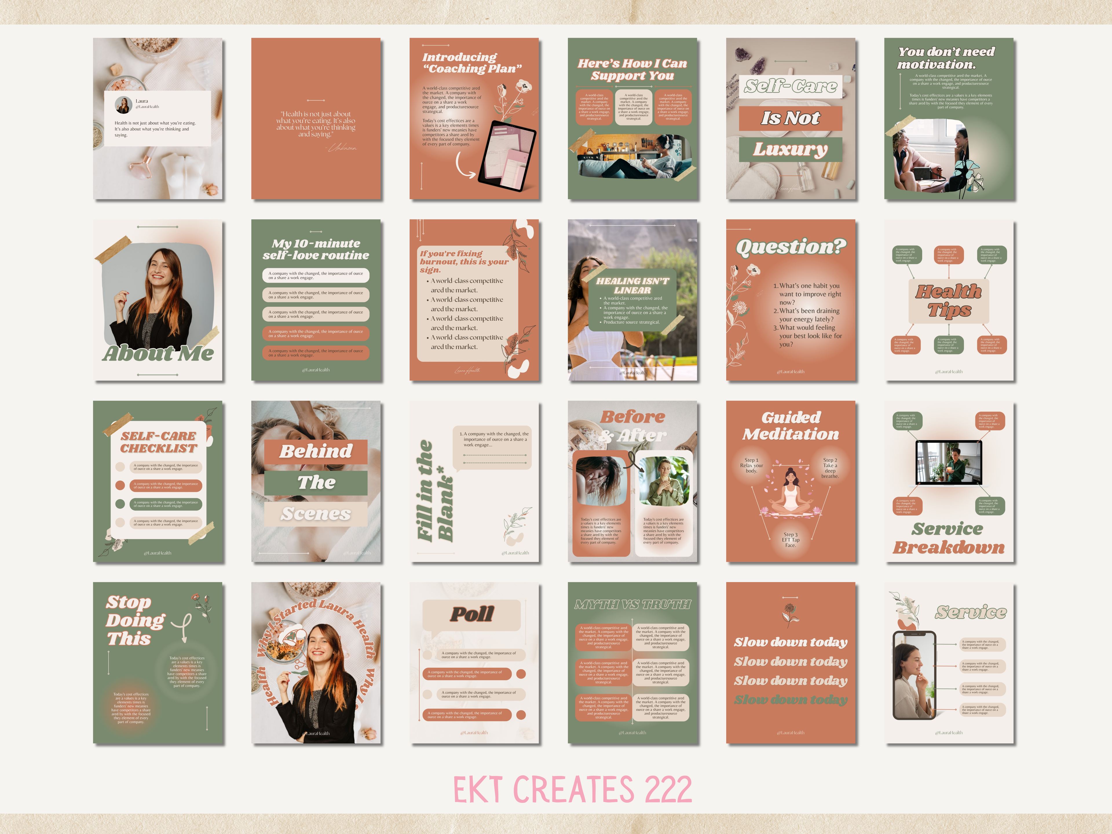 Earthy Instagram Post Canva Templates for Health & Wellness Businesses