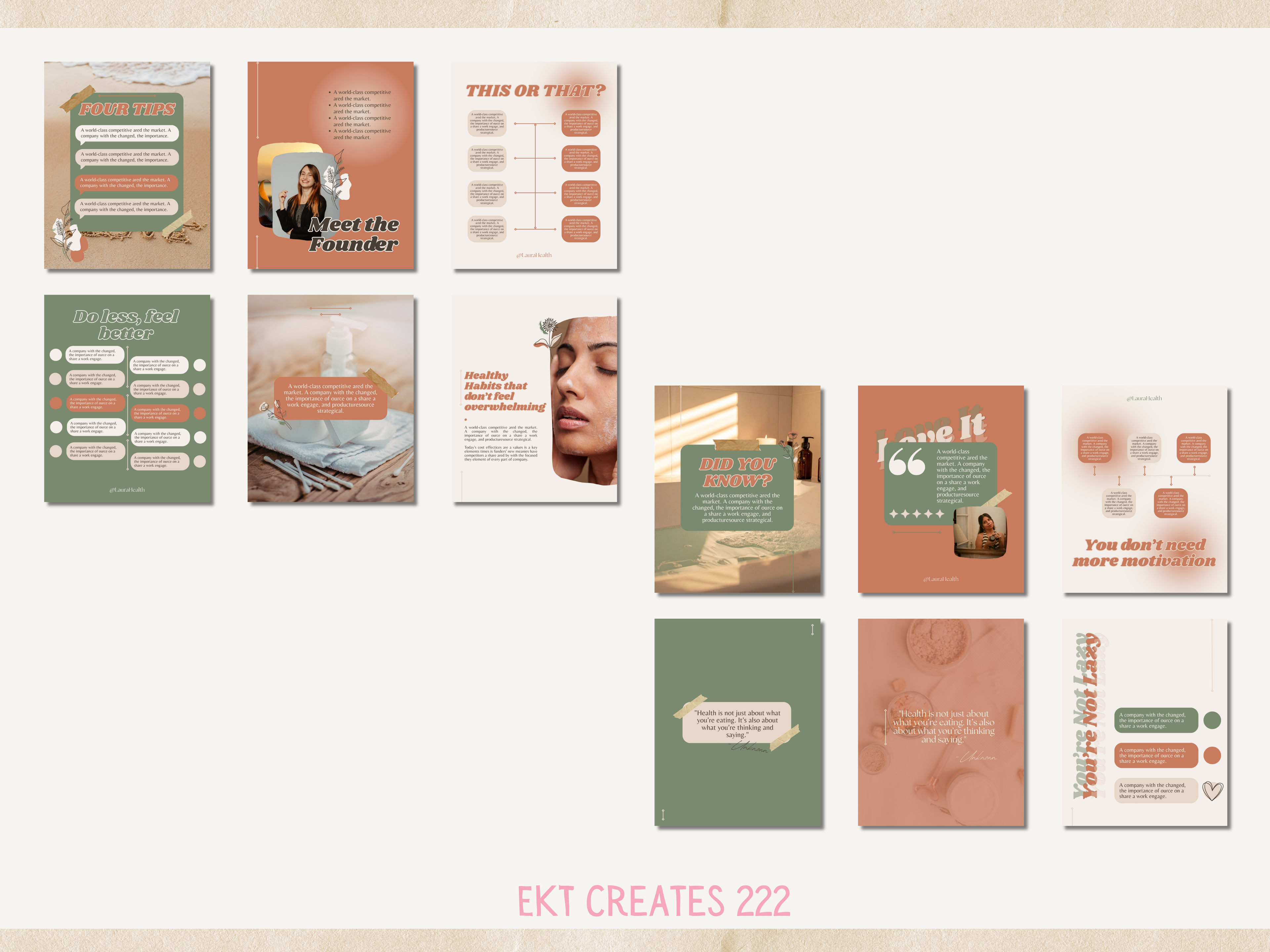 Earthy Instagram Post Canva Templates for Health & Wellness Businesses