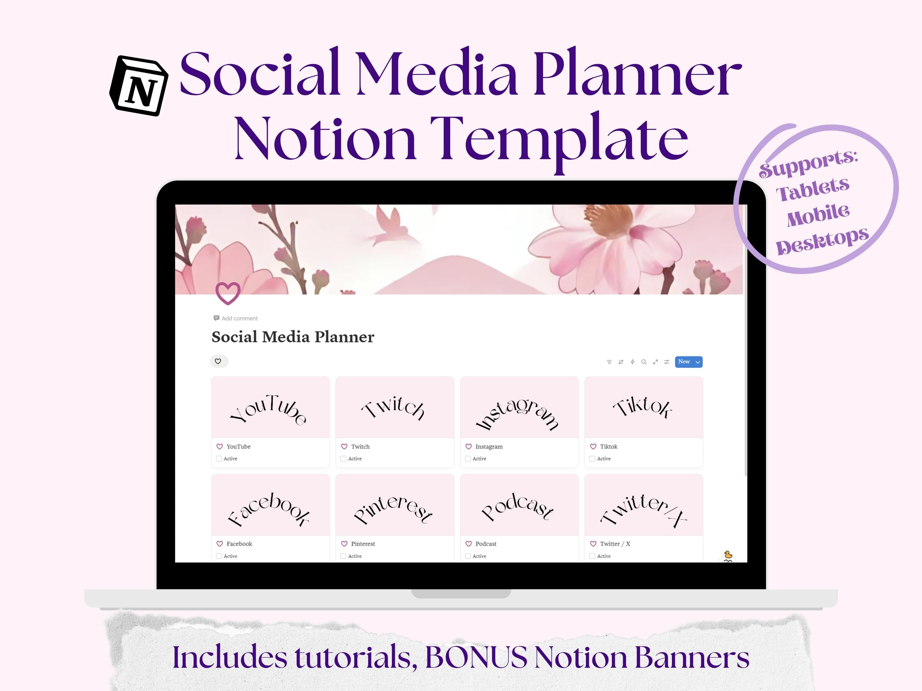 Social Media Planner Notion Templates