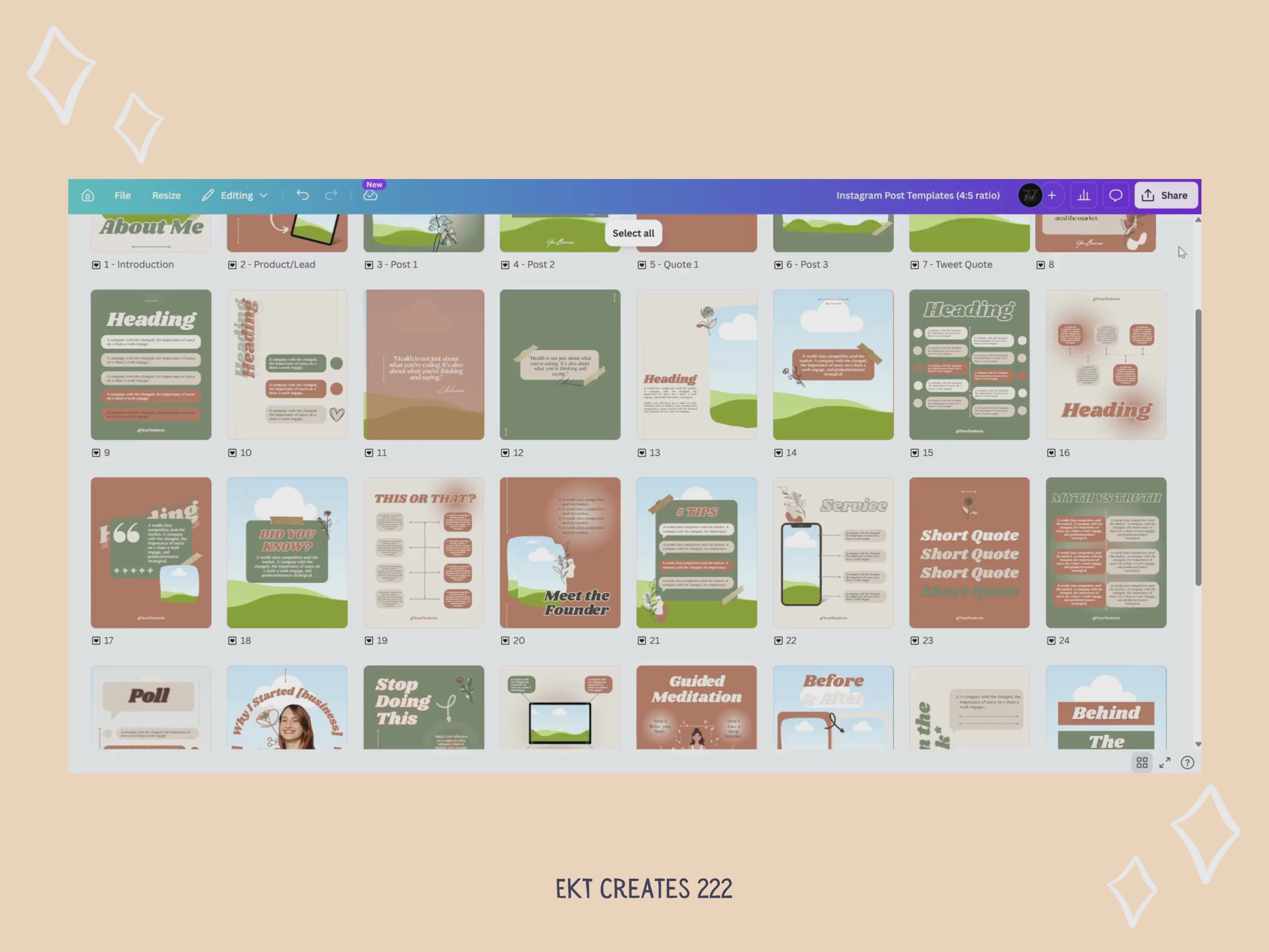 Earthy Instagram Post Canva Templates for Health & Wellness Businesses